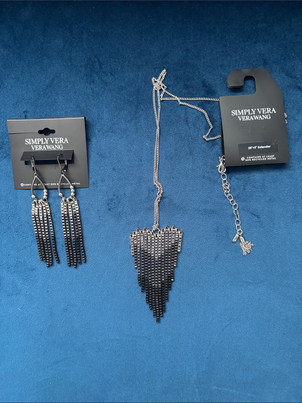 Simply Vera Vera Wang Gunmetal-Tone Fringe Necklace with Matching Earrings